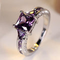 Silver Amethyst Geometric Ring