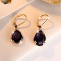 Gold Amethyst Teardrop Earrings