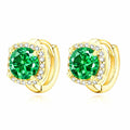 Gold Emerald Halo Hoop Earrings