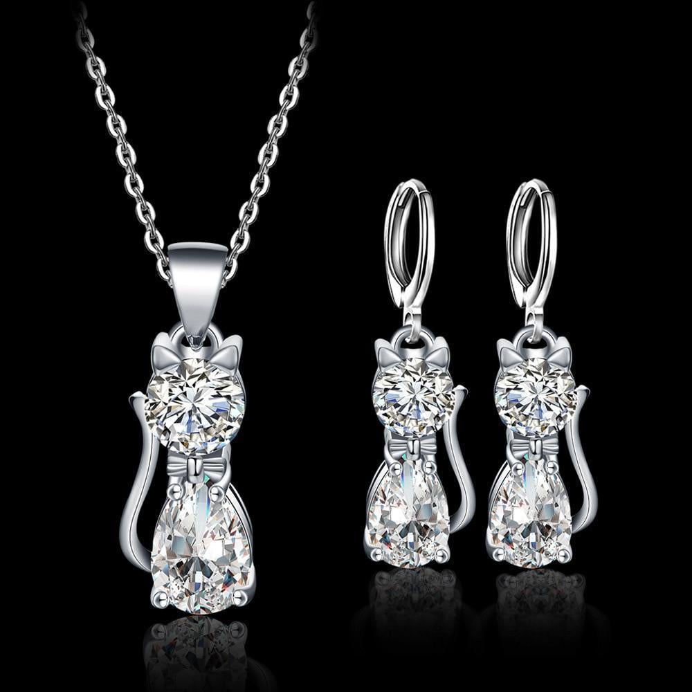 Happy Cats Necklace and Earrings Set
