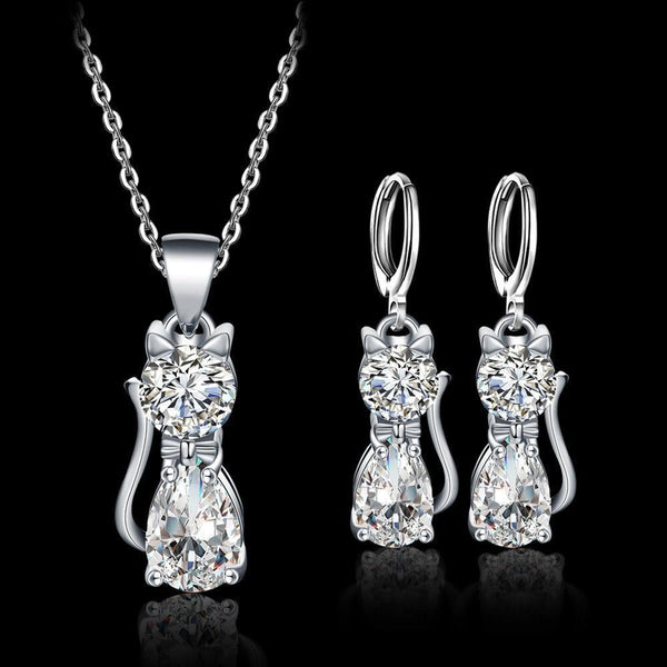 Happy Cats Necklace and Earrings Set