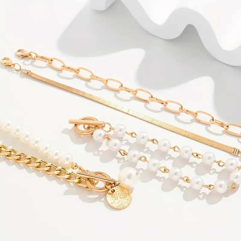 Layered Pearl Bracelet Set