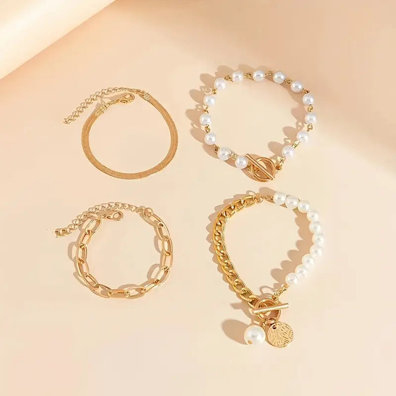 Layered Pearl Bracelet Set