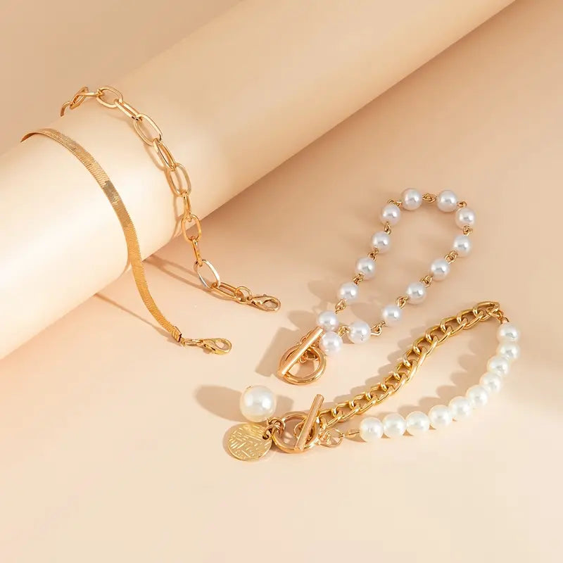 Layered Pearl Bracelet Set