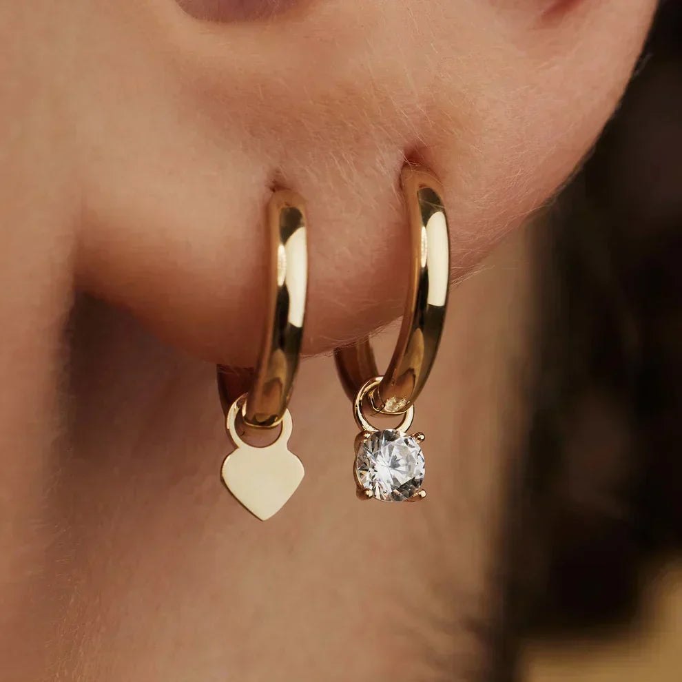 Moon Tears Stone Hoop Earrings | Gold