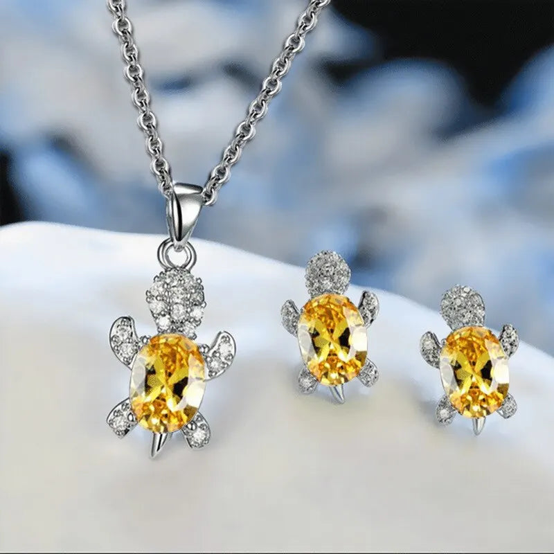 Beautiful Sea Turtle Necklace with Bonus Earrings
