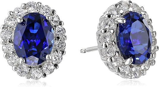 Oval Sapphire Stud Earrings | White Gold
