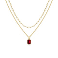 Paperclip Layered Ruby Necklace | Gold