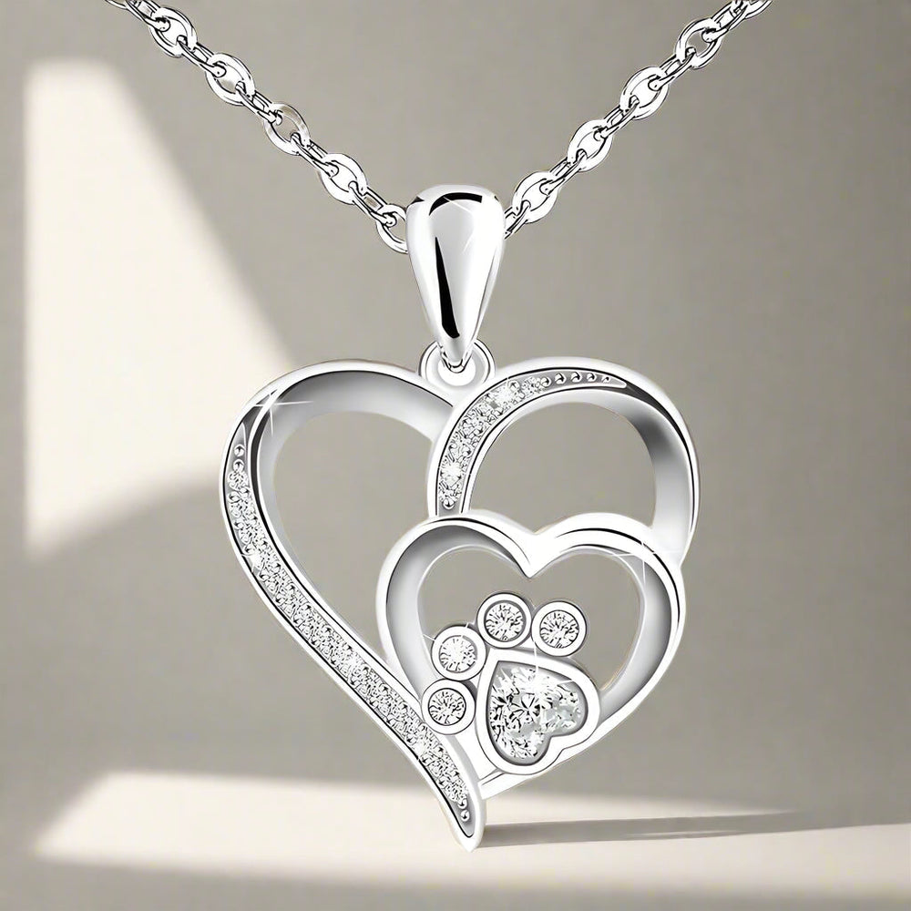 Paw & Heart Necklace | Silver