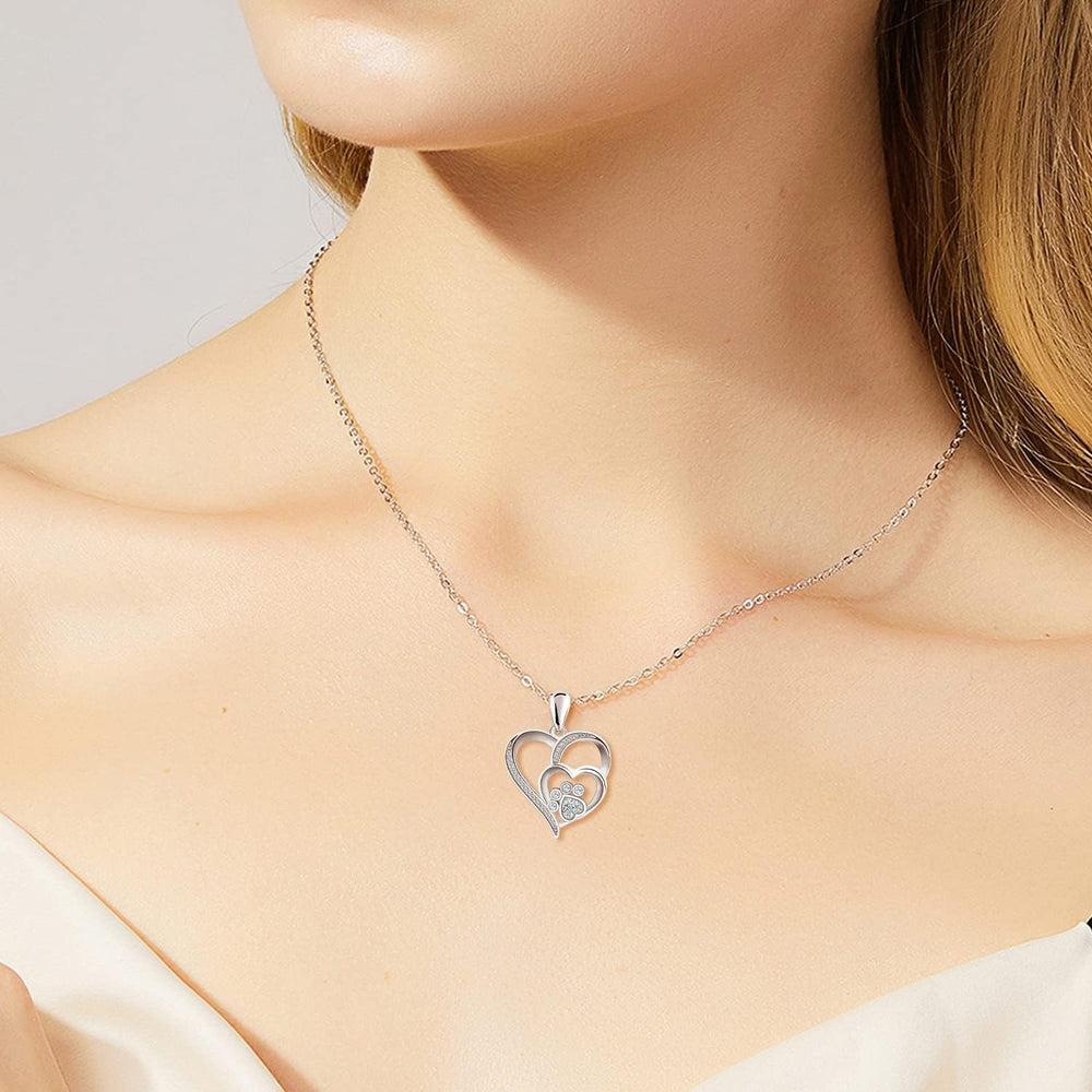 Paw & Heart Necklace | Silver