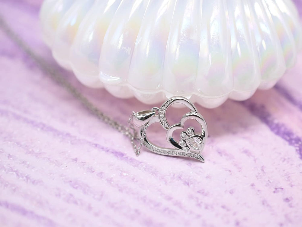 Paw & Heart Necklace | Silver