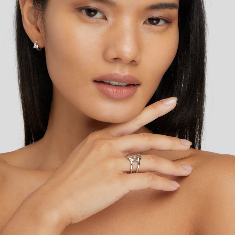 Silver Interlocking Open Ring