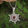 Silver Ruby Star Pendant Necklace