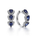 Silver Sapphire Halo Hoop Earrings