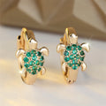 Sea Turtle Hoop Earrings with Sparkling Zircon